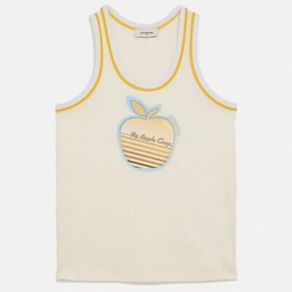 COACH New York Apple Camp Graphic Jersey Tank Top NWT LG Cotton